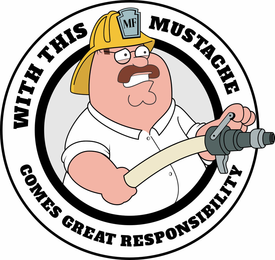 Firefighter Decal Sticker REFLECTIVE With this mustache responsibility Fire Deparment Decal Tiktok