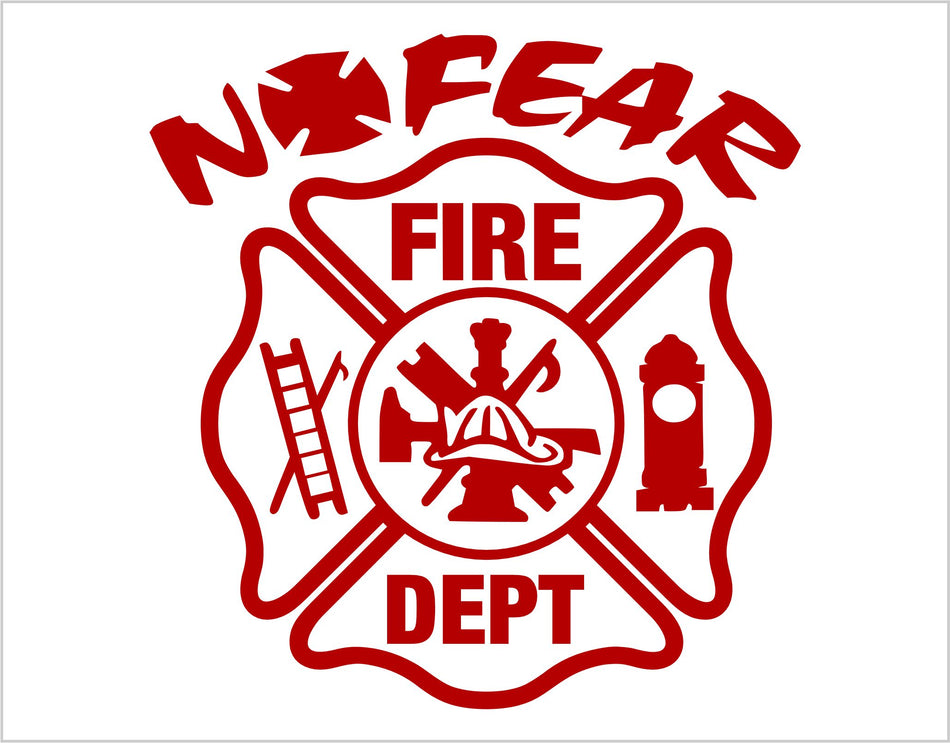 Firefighter Window Sticker - No Fear Maltese Window Decal