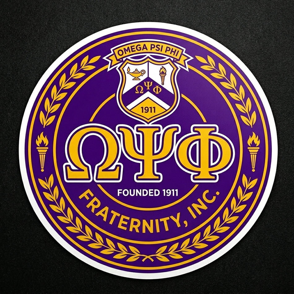 OMEGA PSI PHI Window/Helmet Decal or MAGNET