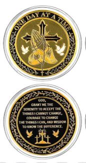 God One Day at a Time Challenge Coin Set of 2 Challenge Coins