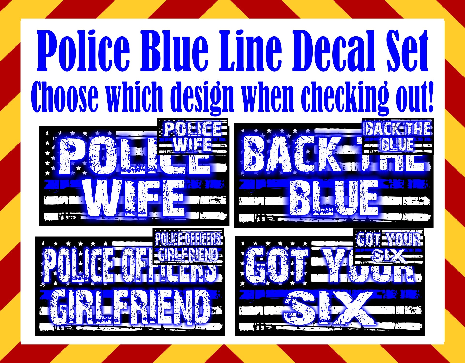 Police Blue Line Set of 2 Flag Decals – Powercall Sirens LLC