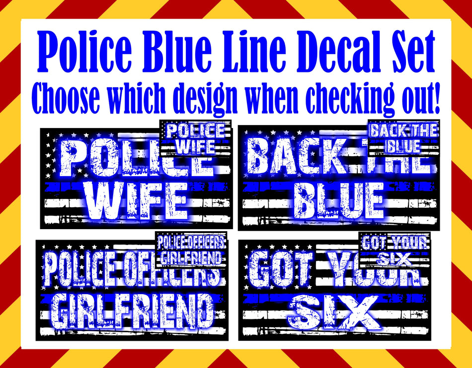 Police Blue Line Set of 2 Flag Decals
