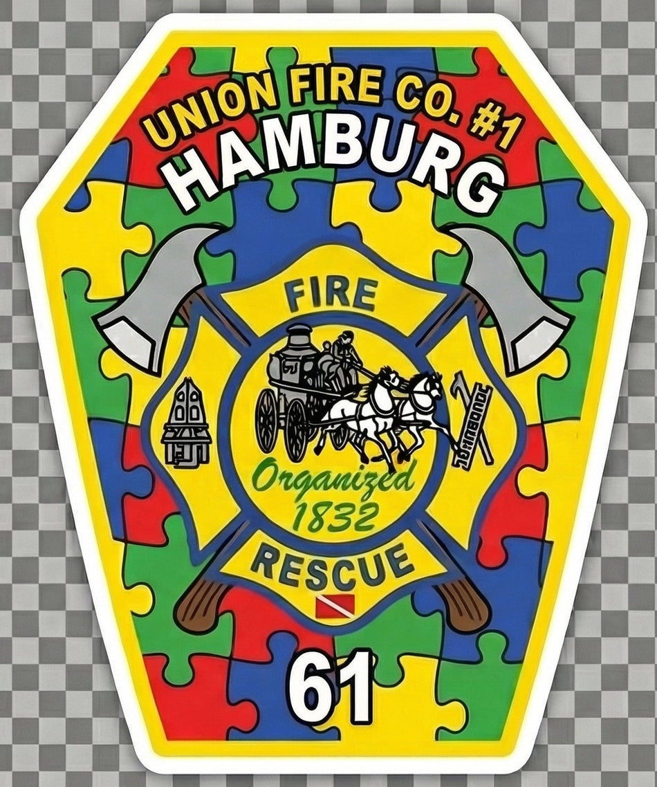 Hamburg Union Fire Company Window or Helmet Decal Powercall