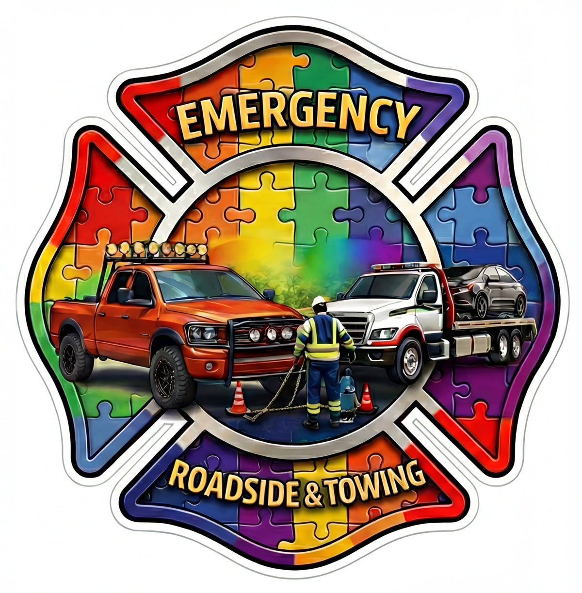 Emergency Roadside Assistance Window or Helmet Decal Powercall ...