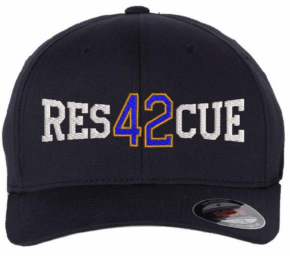 Rescue 42 White Version Customer Embroidered Navy Flex Fit Hat