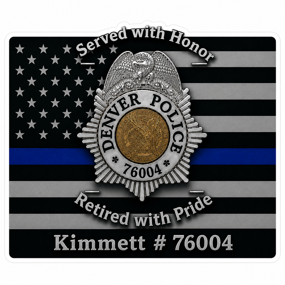 Served with Honor Kimmett Badge Customer Window or Helmet Decal economy non-reflective decal