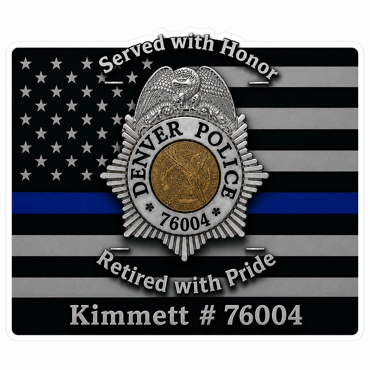 Served with Honor Kimmett Badge Customer Window or Helmet Decal economy non-reflective decal