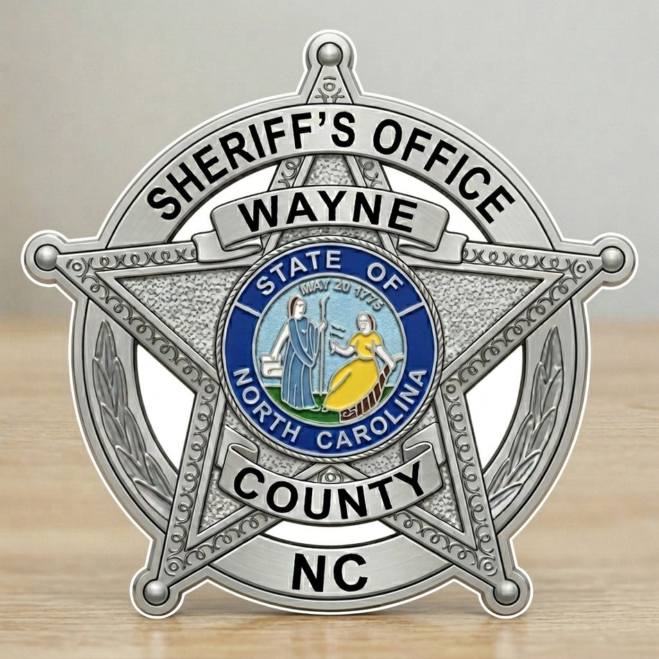 Wayne County Sheriff NC Badge Window/Helmet Decal or MAGNET Powercall