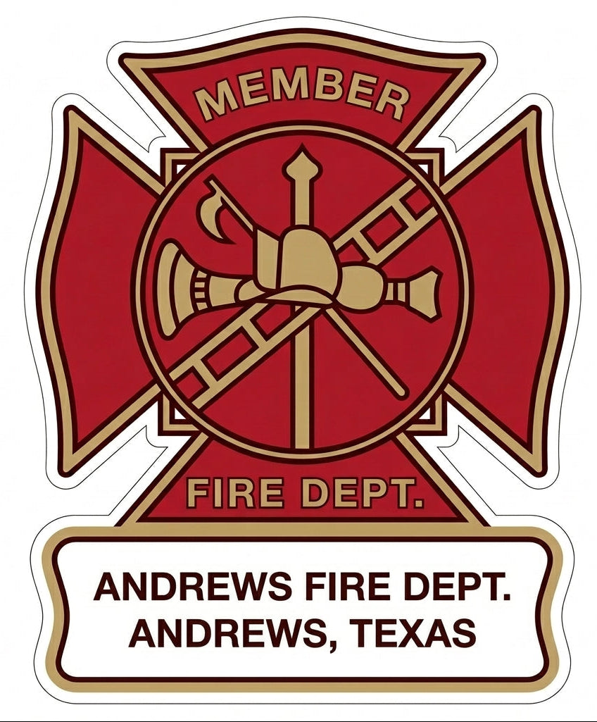Andrews Member Fire Department Window/Helmet Decal or MAGNET