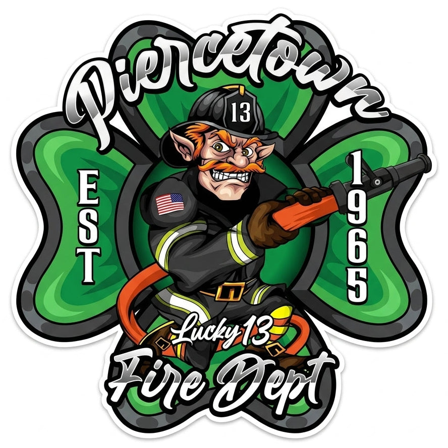 Piercetown Fire Department Lucky 13 Window/Hardhat Decal