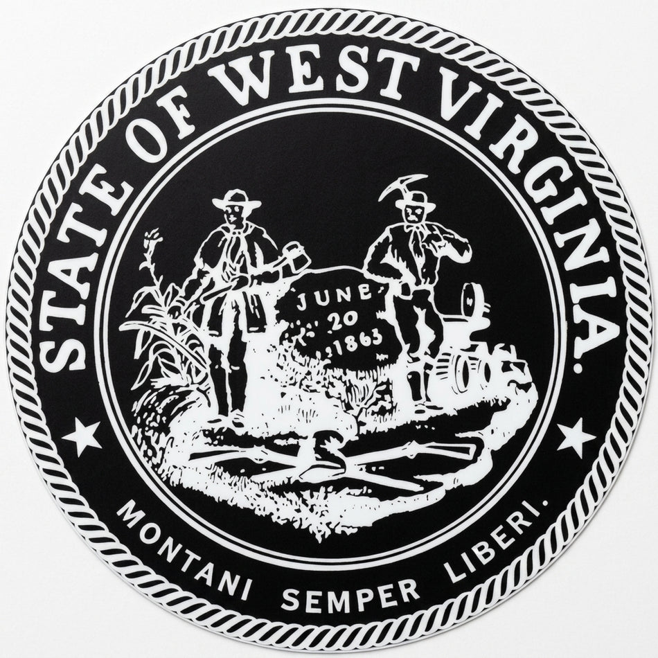 State of West Virginia Black and White Window/Hardhat Decal