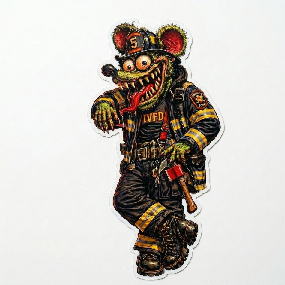 IVFD Firefighter Rat with Axe Window/Hardhat Decal