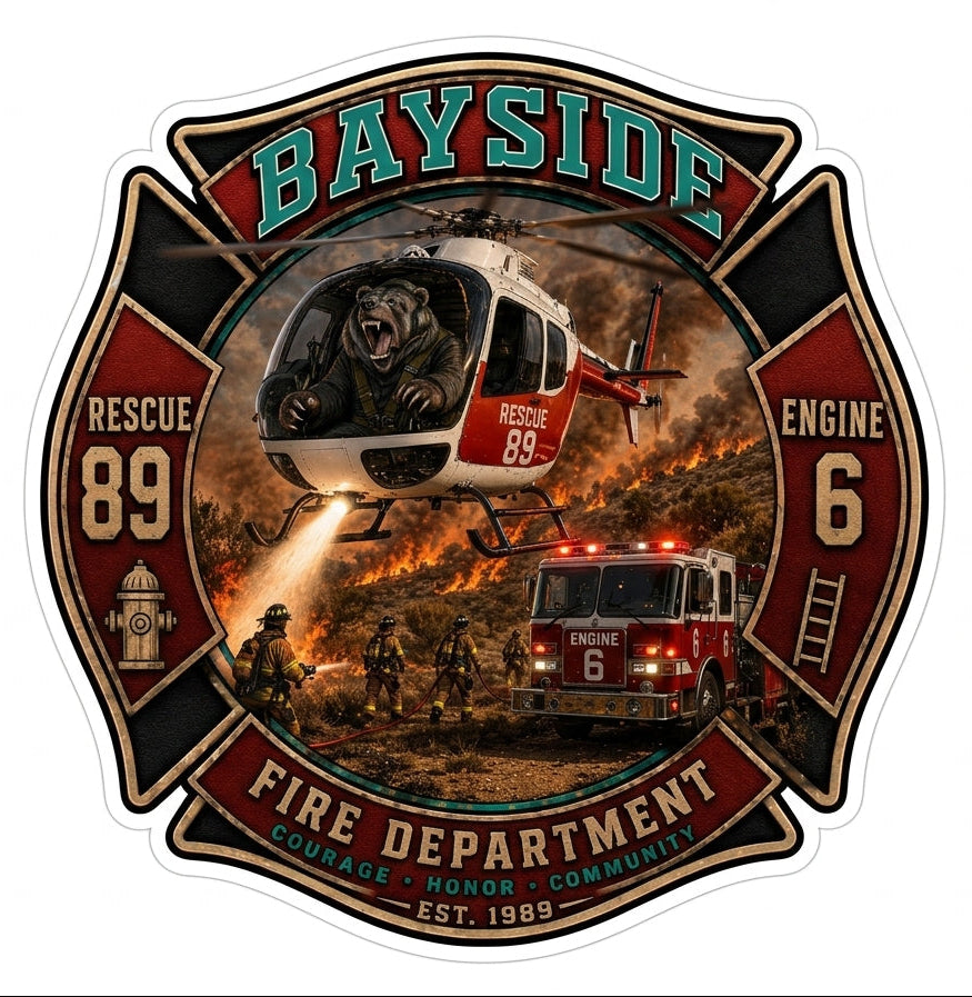 Bayside Fire Department Maltese Window/Hardhat Decal