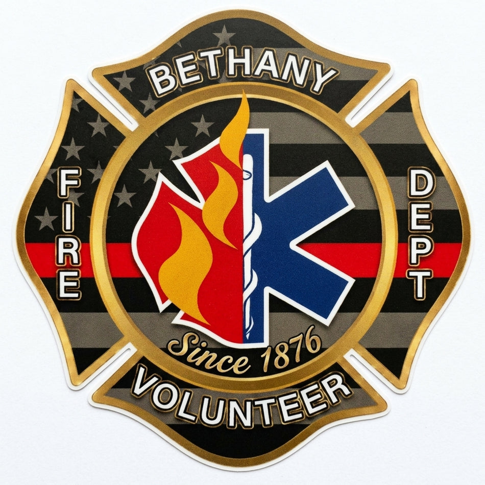 Bethany Volunteer Fire Dept. Window/Hardhat Decal