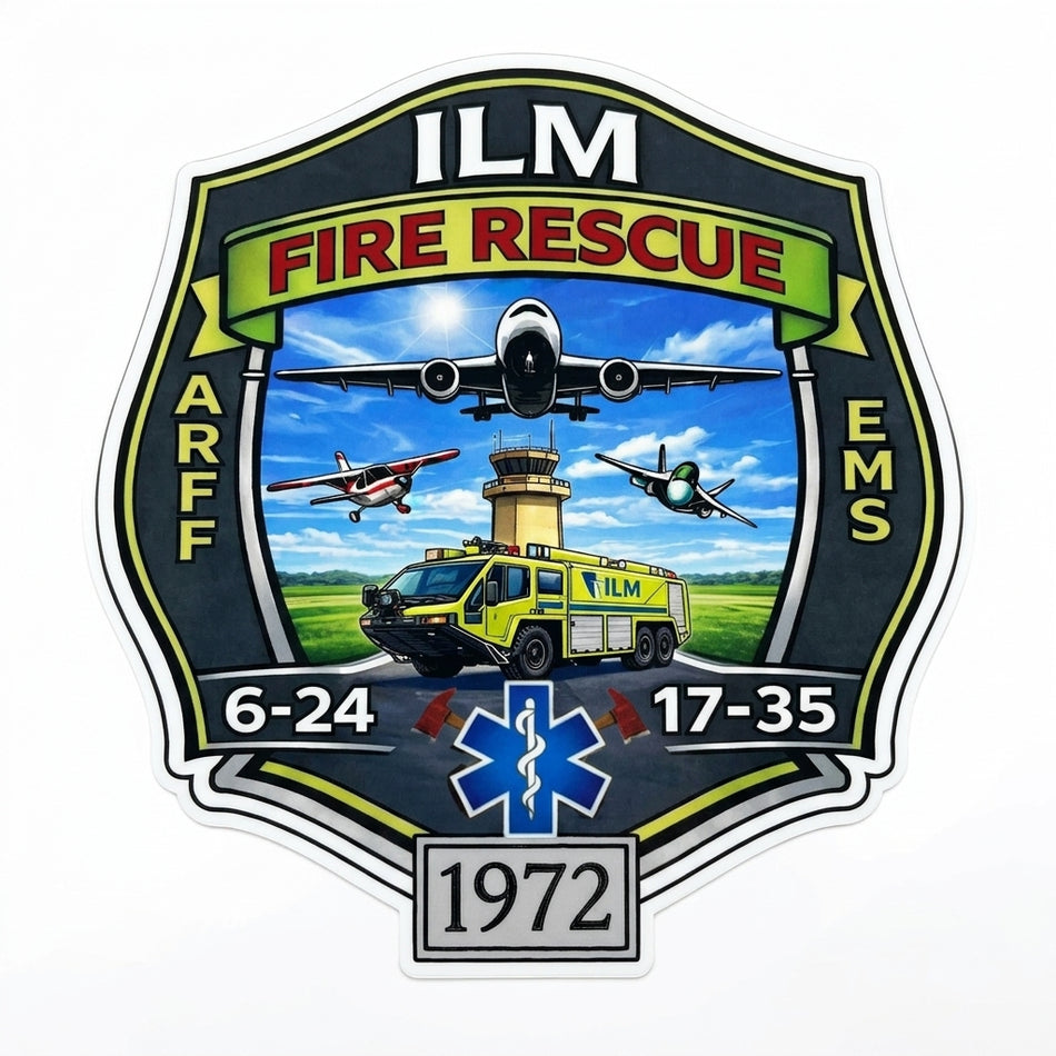 ILM Fire Rescue ARFF Truck Helmet Window/Helmet Decal or MAGNET