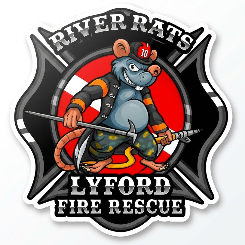 Lyford Fire Rescue River Rats Window/Hardhat Decal
