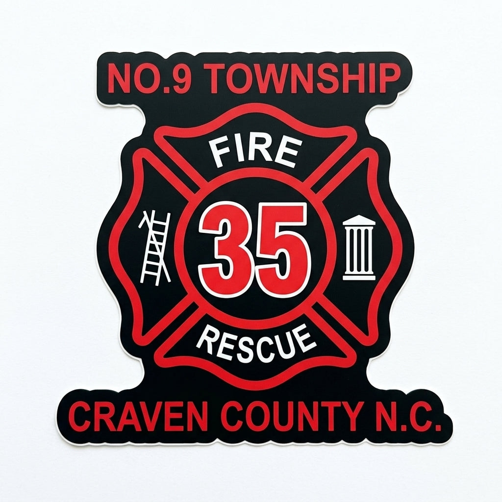 No. 9 Township Craven County Window/Hardhat Decal – Powercall Sirens LLC