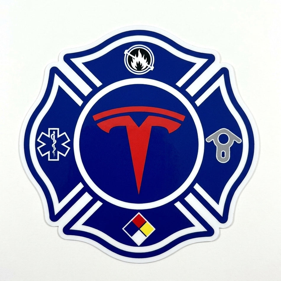 Blue White Hazmat EMS Maltese Window/Hardhat Decal