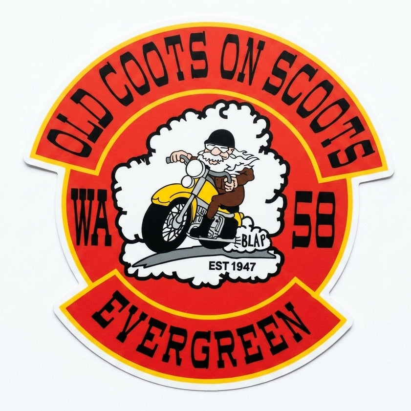 Old Coots on Scooters Window/Helmet Decal or MAGNET