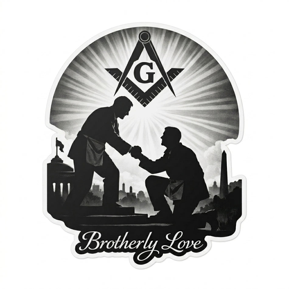 Brotherly Love Masonic Window/Hardhat Decal
