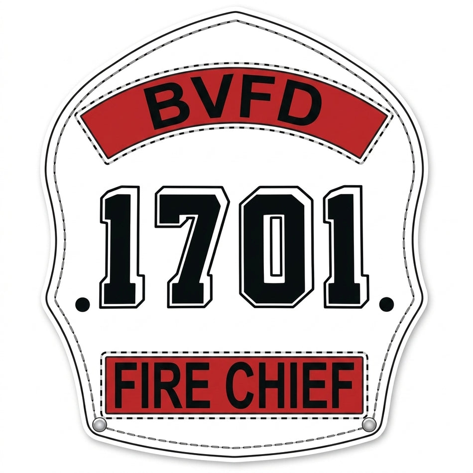 BVFD 1701 Fire Chief Helmet Shield Window/Hardhat Decal