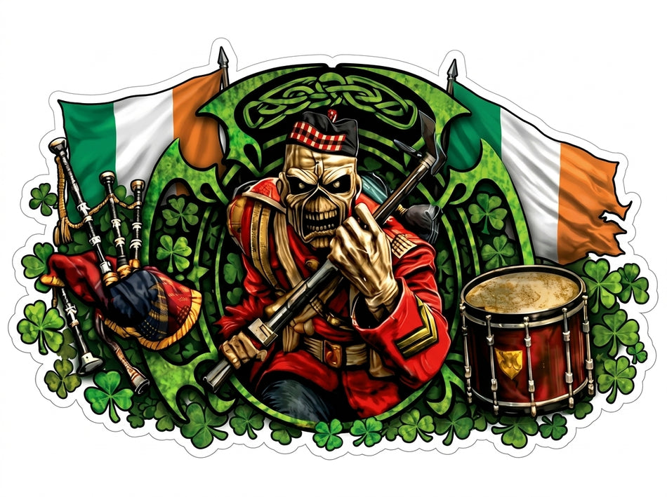 Bagpipe Monster with Flag Window or Helmet Decal