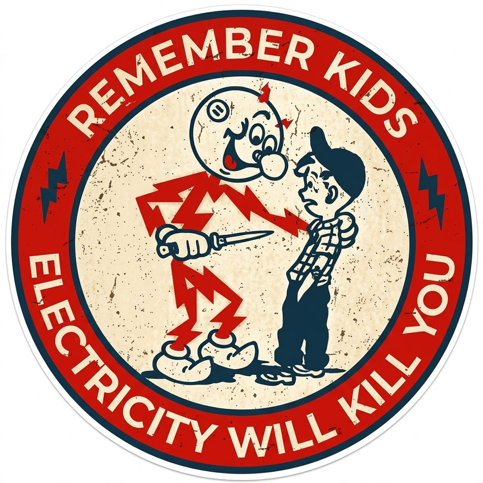 Remember Kids Electricity Kills Window/Hardhat Decal