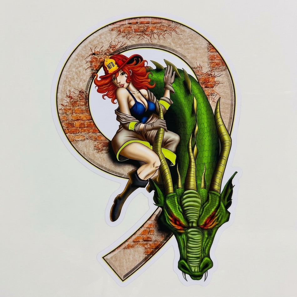 Number 9 Lady and Dragon Window/Helmet Decal or MAGNET