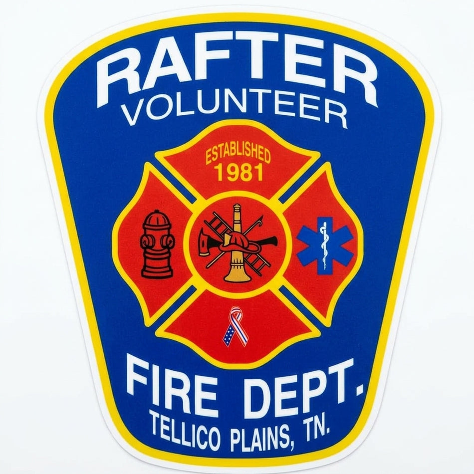 Rafter Volunteer Fire Dept. Window/Helmet Decal or MAGNET