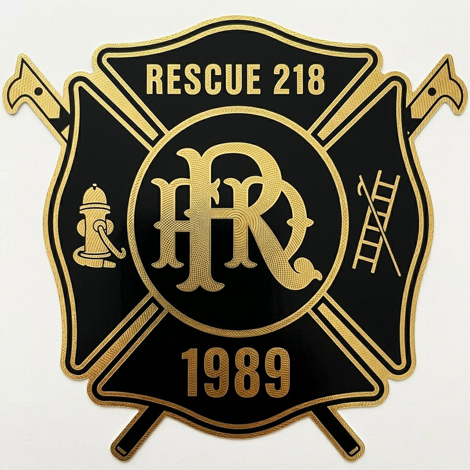 Rescue 218 1989 Maltese Cross Window/Helmet Decal or MAGNET