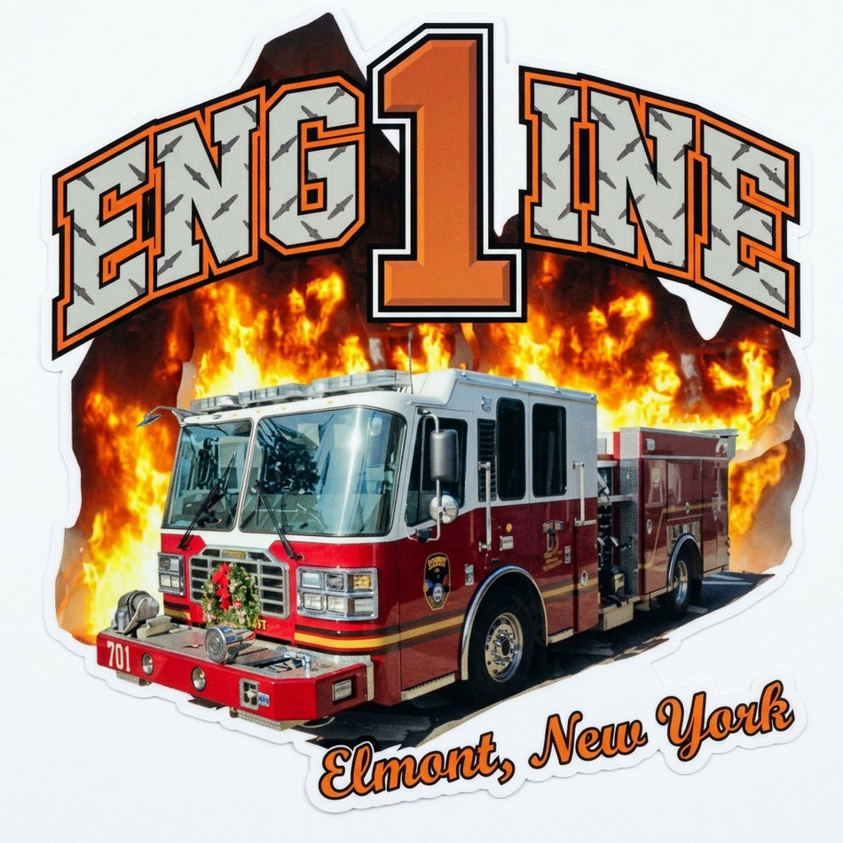 Elmont New York Engine 1 Window/Helmet Decal or MAGNET