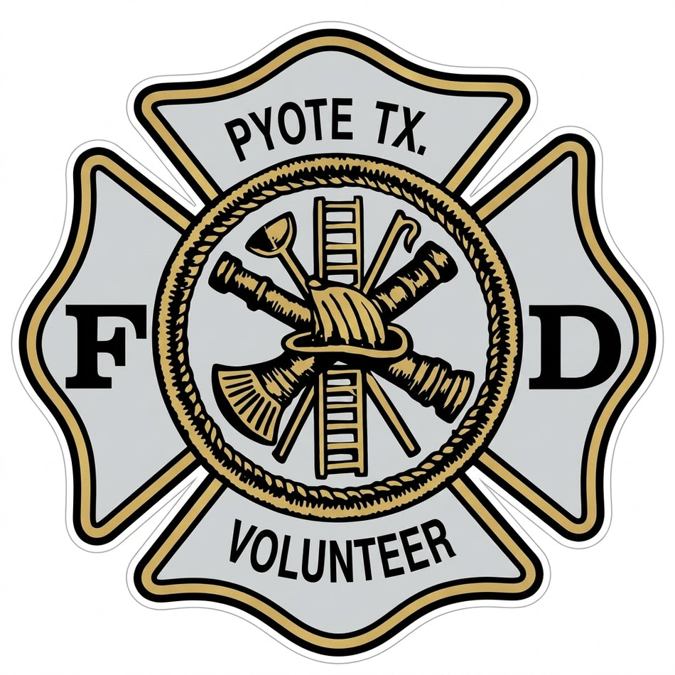 Pyote Texas Maltese Cross Window/Helmet Decal or MAGNET