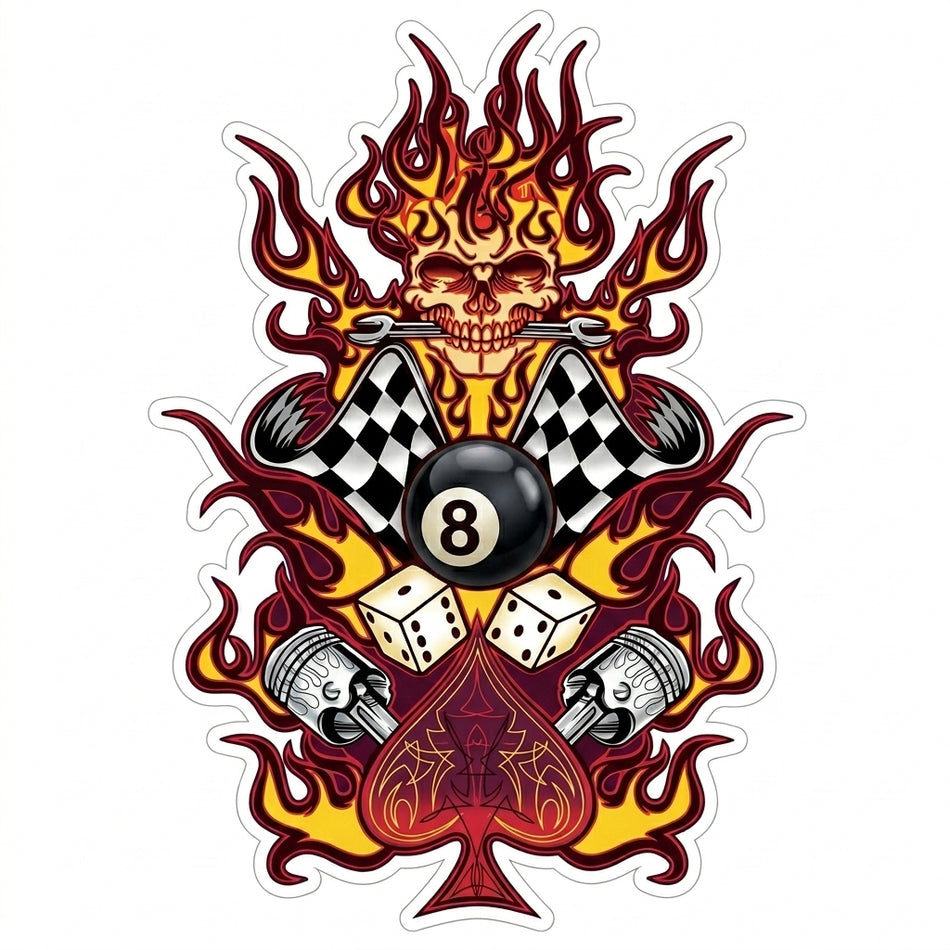 Hearts Piston 8 Flags Window/Hardhat Decal (sqd.1)