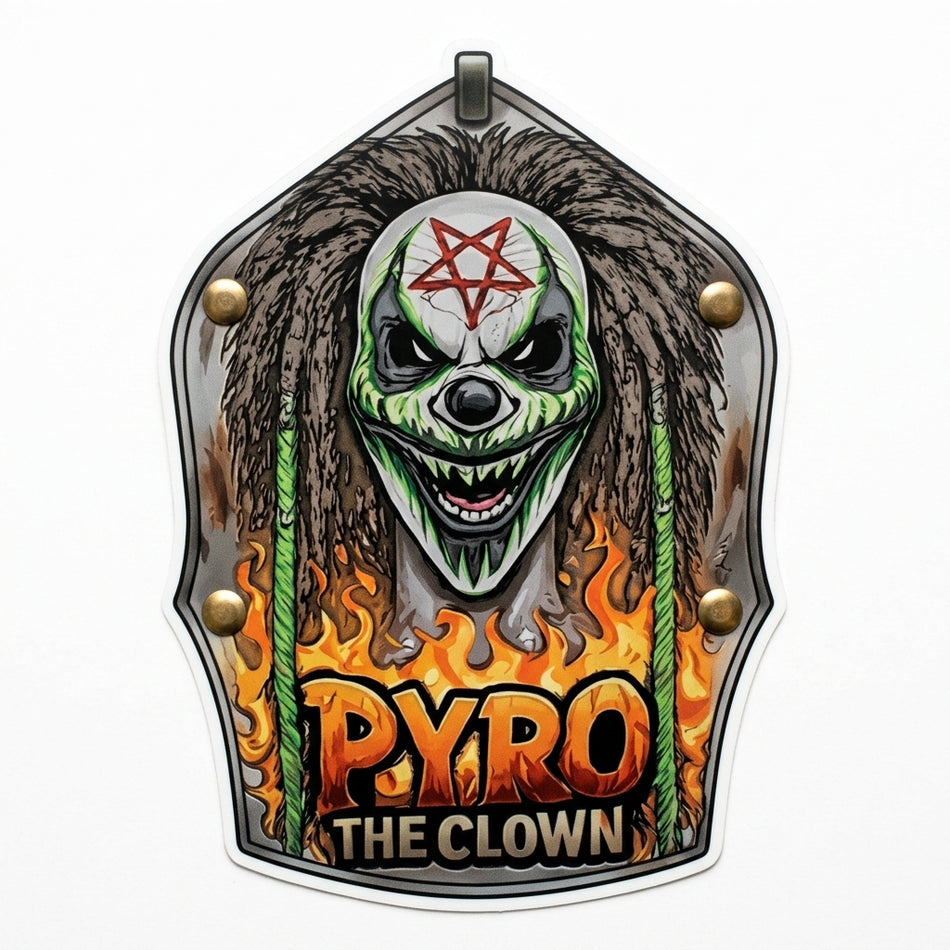 Pyro the clown shield Window/Helmet Decal or MAGNET