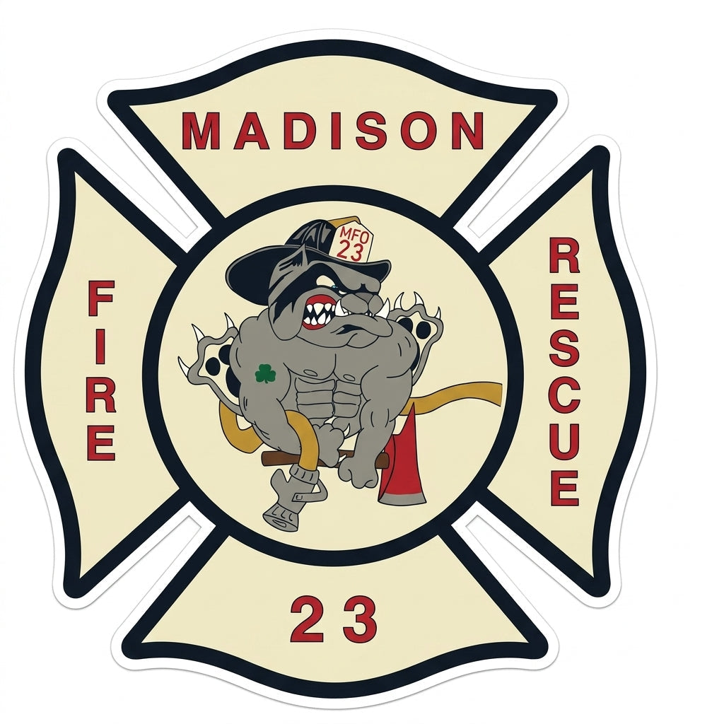 Madison Fire Rescue Maltese Customer Decal or Magnet economy non-reflective decal