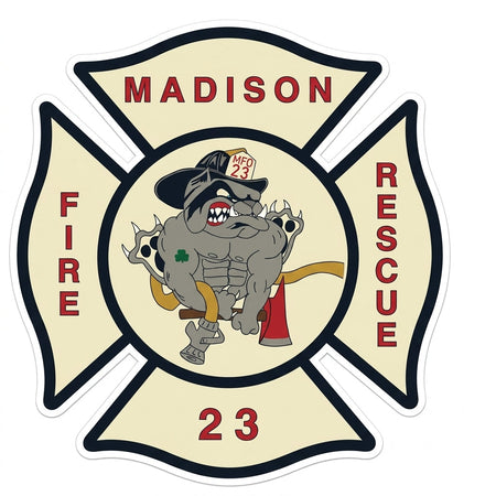 Madison Fire Rescue Maltese Customer Decal or Magnet economy non-reflective decal