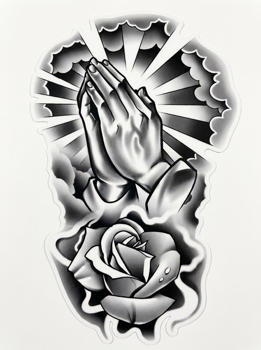 Faith Cross Hands Praying Customer Decal or Magnet economy non-reflective decal