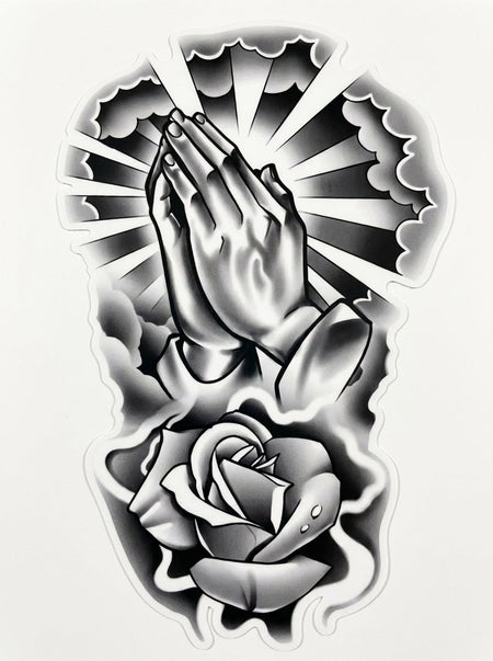 Faith Cross Hands Praying Customer Decal or Magnet economy non-reflective decal