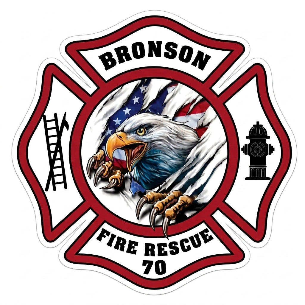 Bronson Fire Rescue Maltese Customer Decal or Magnet economy non-reflective decal