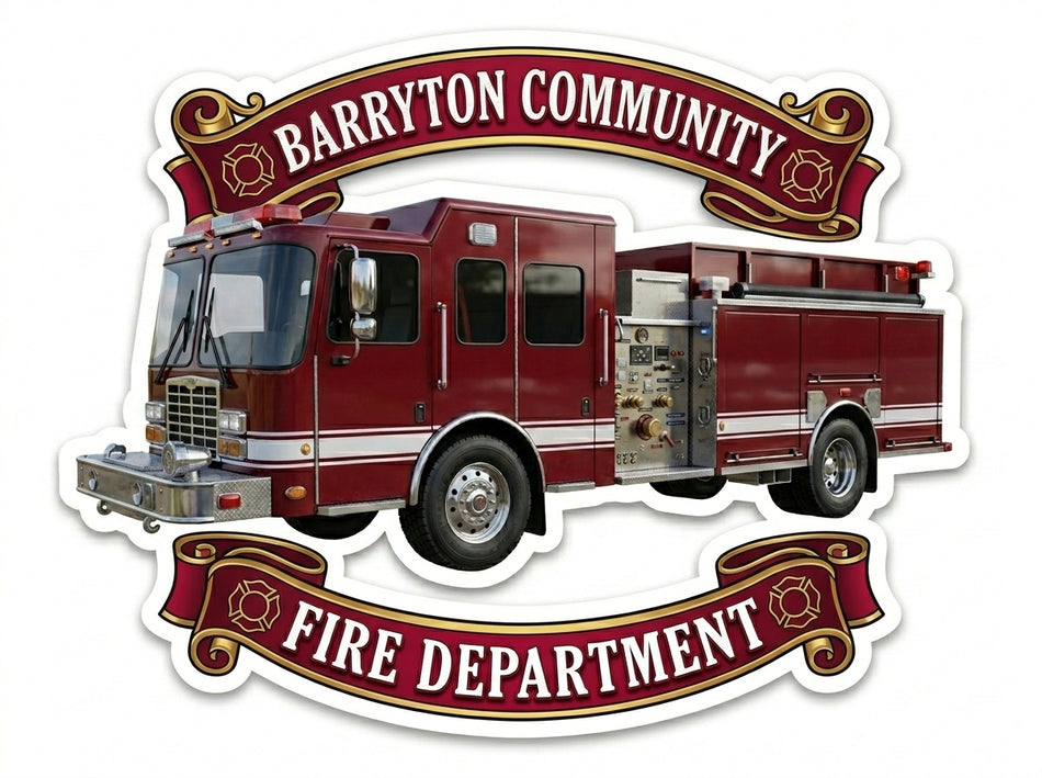 Barryton Community FD Helmet Window/Helmet Decal or MAGNET