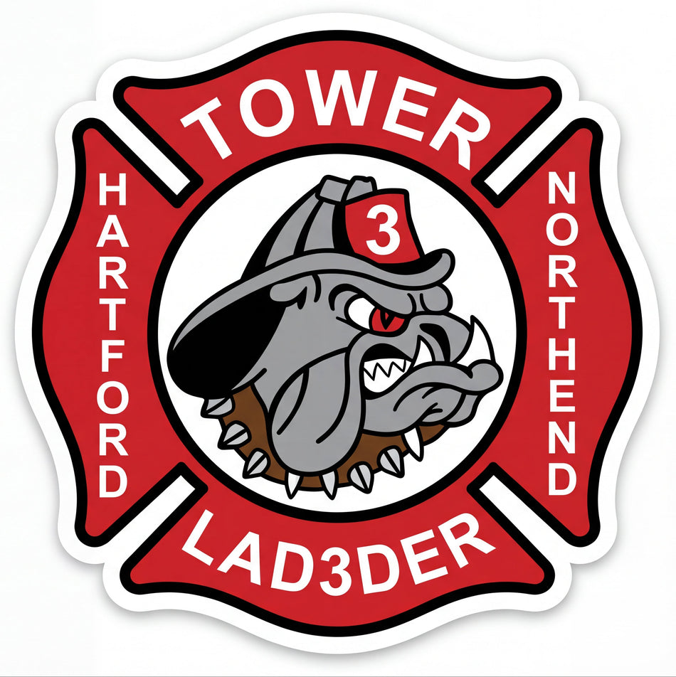 Tower ladder 3 Hartford Window or Helmet Decal Powercall
