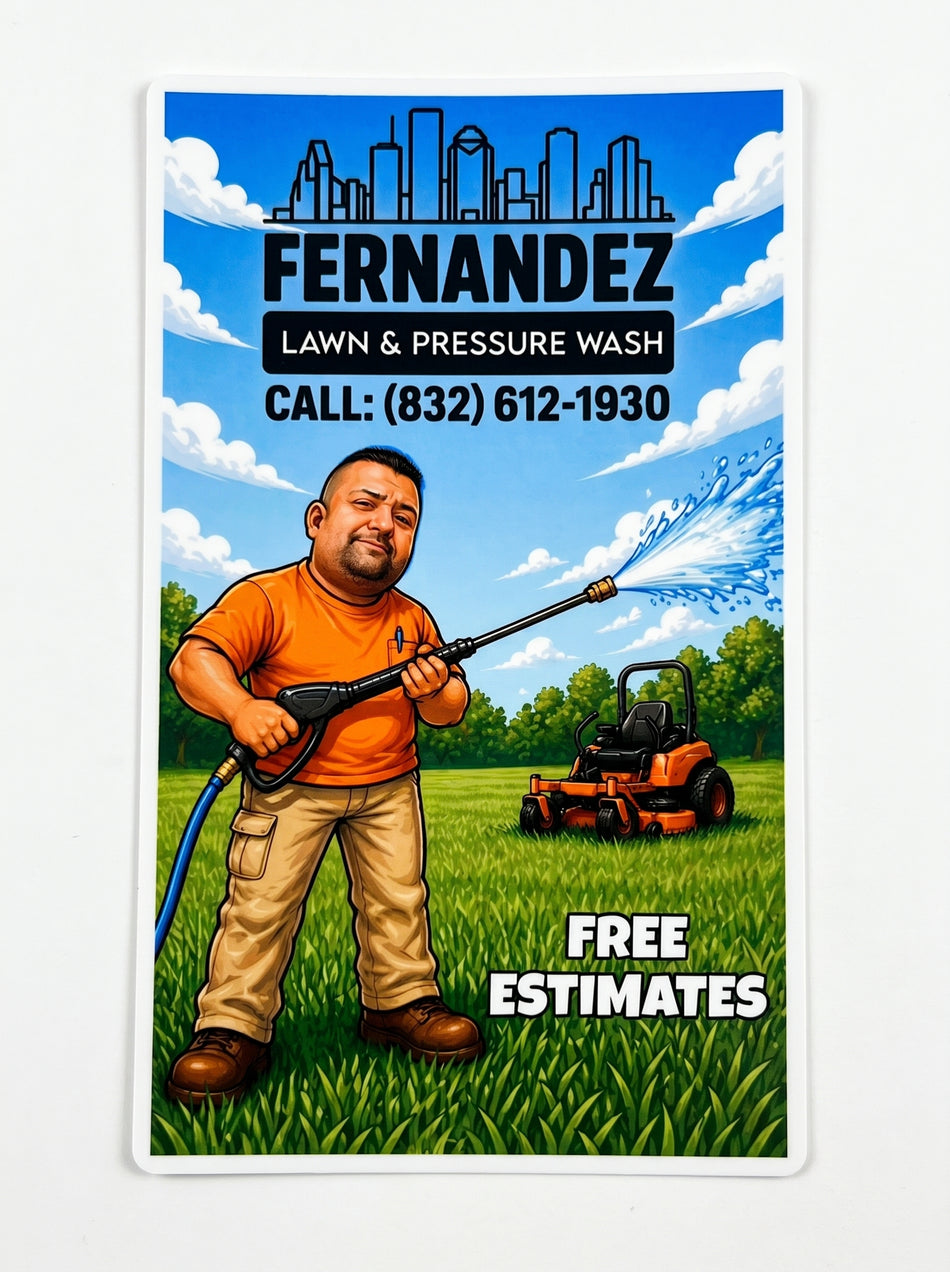 Fernandez Lawn and Pressure Wash Customer window/Hardhat Decal
