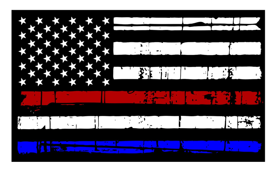 Firefighter Decal - Red White and Blue Reflective Flag Decal - Window or Helmet Sticker