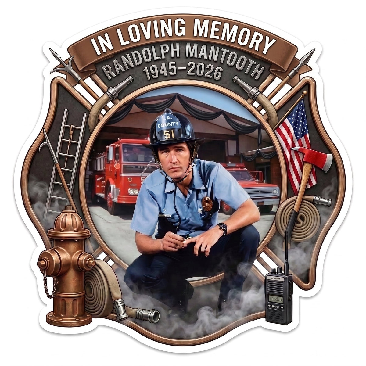 Firefighter Sticker - Emergency Squad 51 Mantooth Version 1 Customer Decal or Magnet economy non-reflective decal