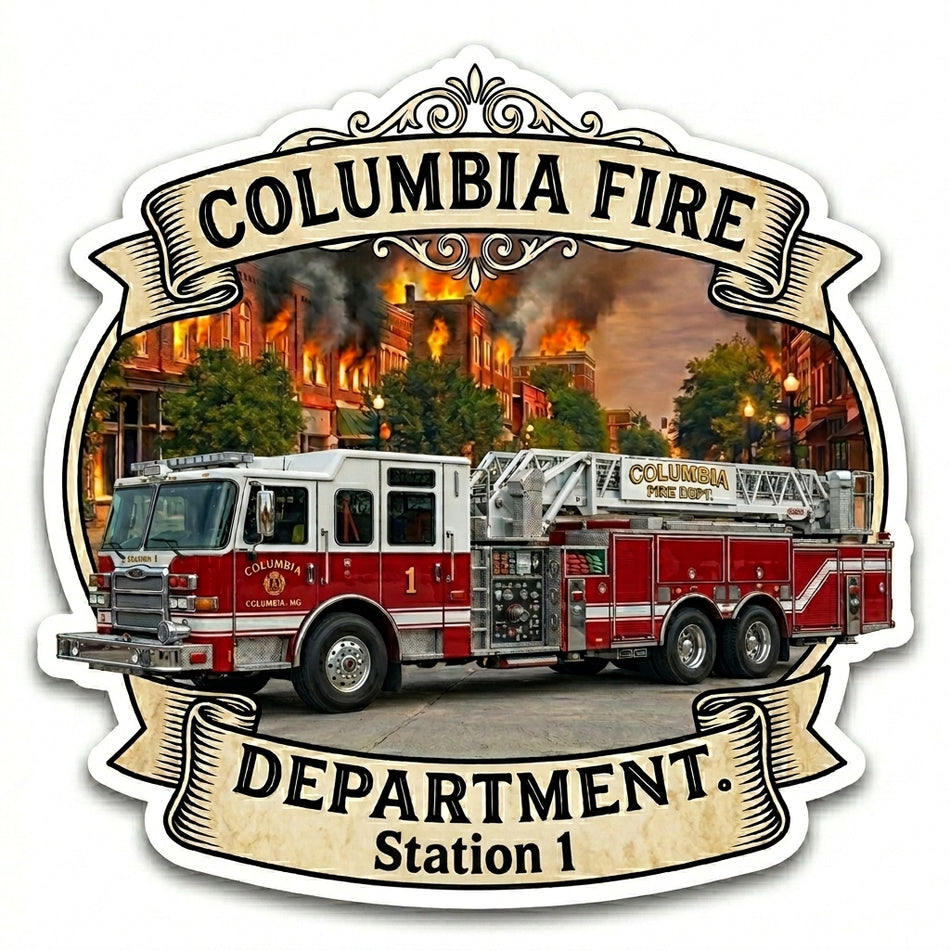 Columbia Fire Station 1 Helmet Window/Helmet Decal or MAGNET