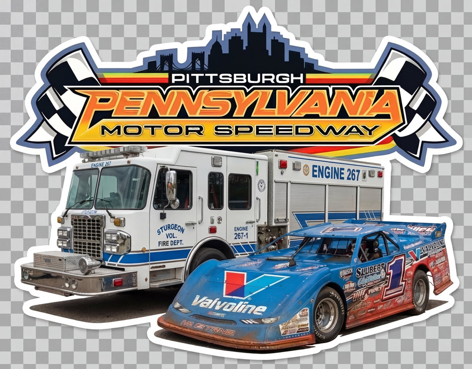 Pennsylvania Motor Speedway Window or Helmet Decal Powercall