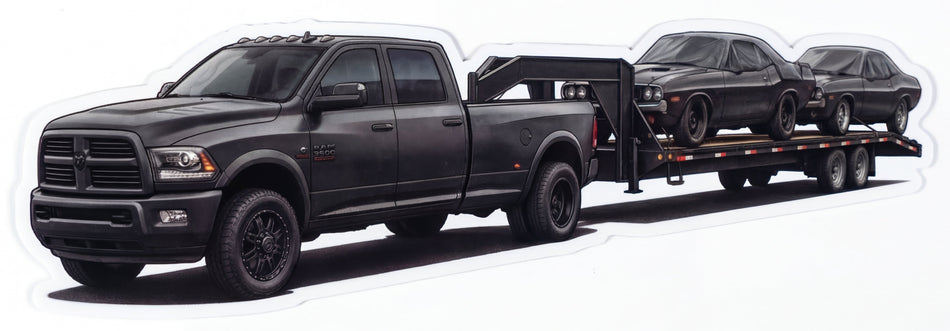 Black Ram Hauling Cars Window or Helmet Decal Powercall