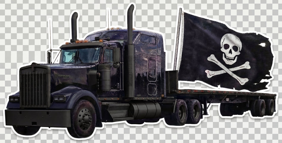 Black Semi Skull  Truck Window or Helmet Decal Powercall