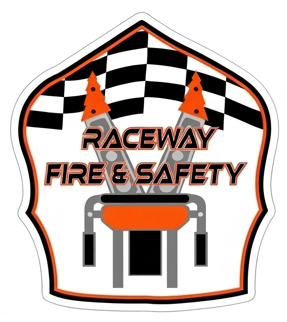 Raceway Fire Safety Shield Helmet Window/Helmet Decal or MAGNET