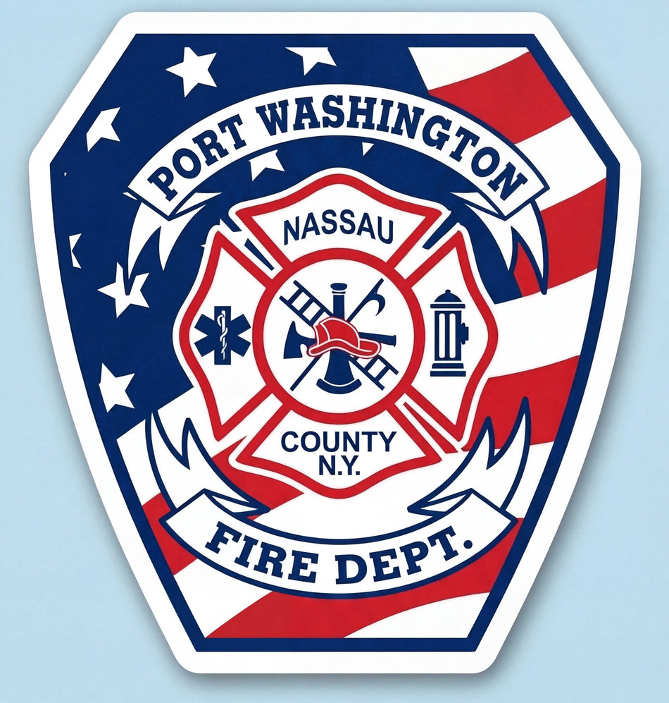 Port Washington FD Window/Helmet Decal or MAGNET Powercall